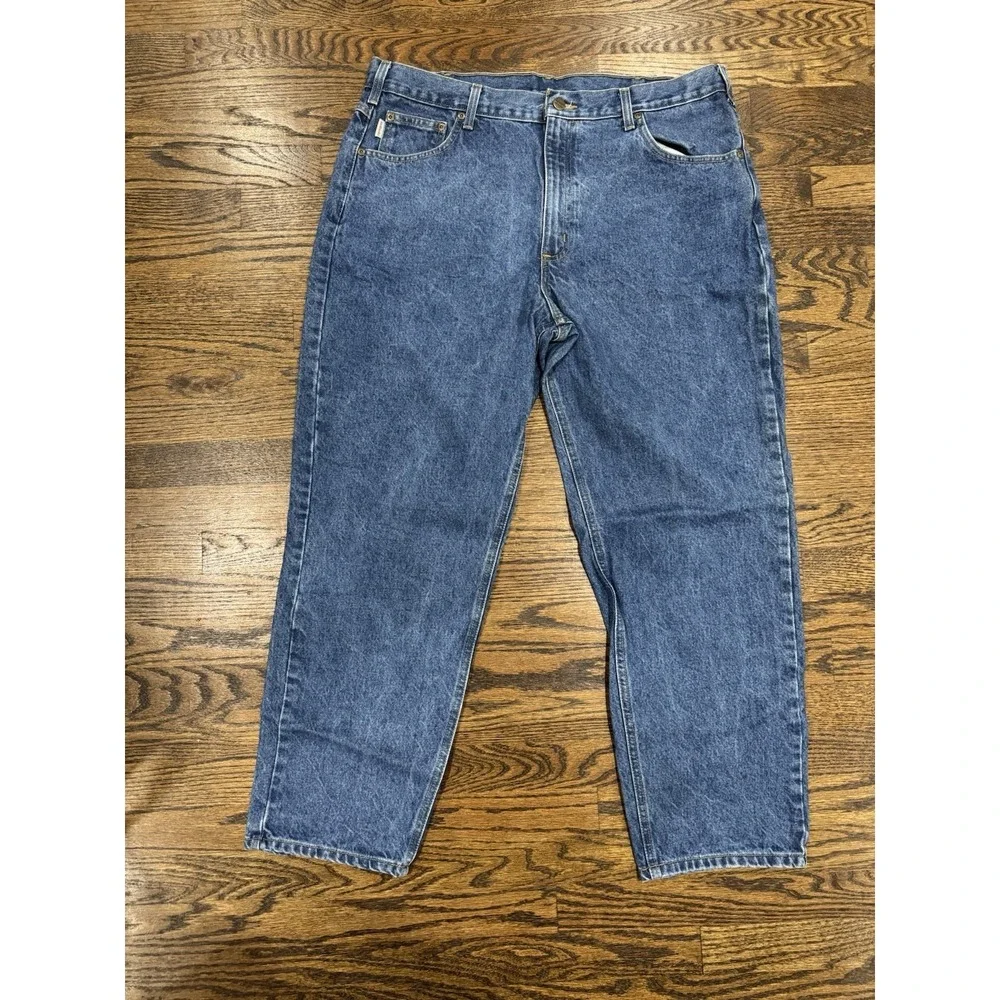 Vtg‎ Carhartt Relaxed Fit Straight Leg Jeans B460 Size 40x30 Union made in USA
